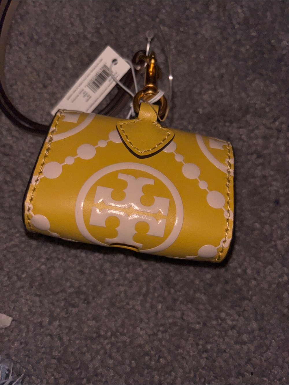 Tory Burch Yellow Leather Air Pod case. - Picture 4 of 7